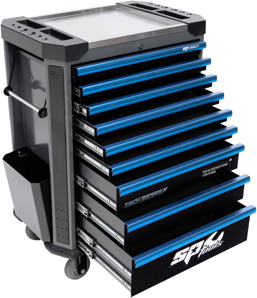 387 DELIGE TOOLKIT IN TECH SERIE GEREEDSCHAPSWAGEN MET 9 LADEN DIAMOND BLACK/ BLAUW - Afbeelding 5