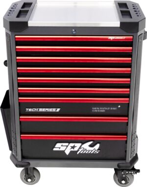387 DELIGE TOOLKIT IN TECH SERIE GEREEDSCHAPSWAGEN MET 9 LADEN DIAMOND BLACK/ROOD