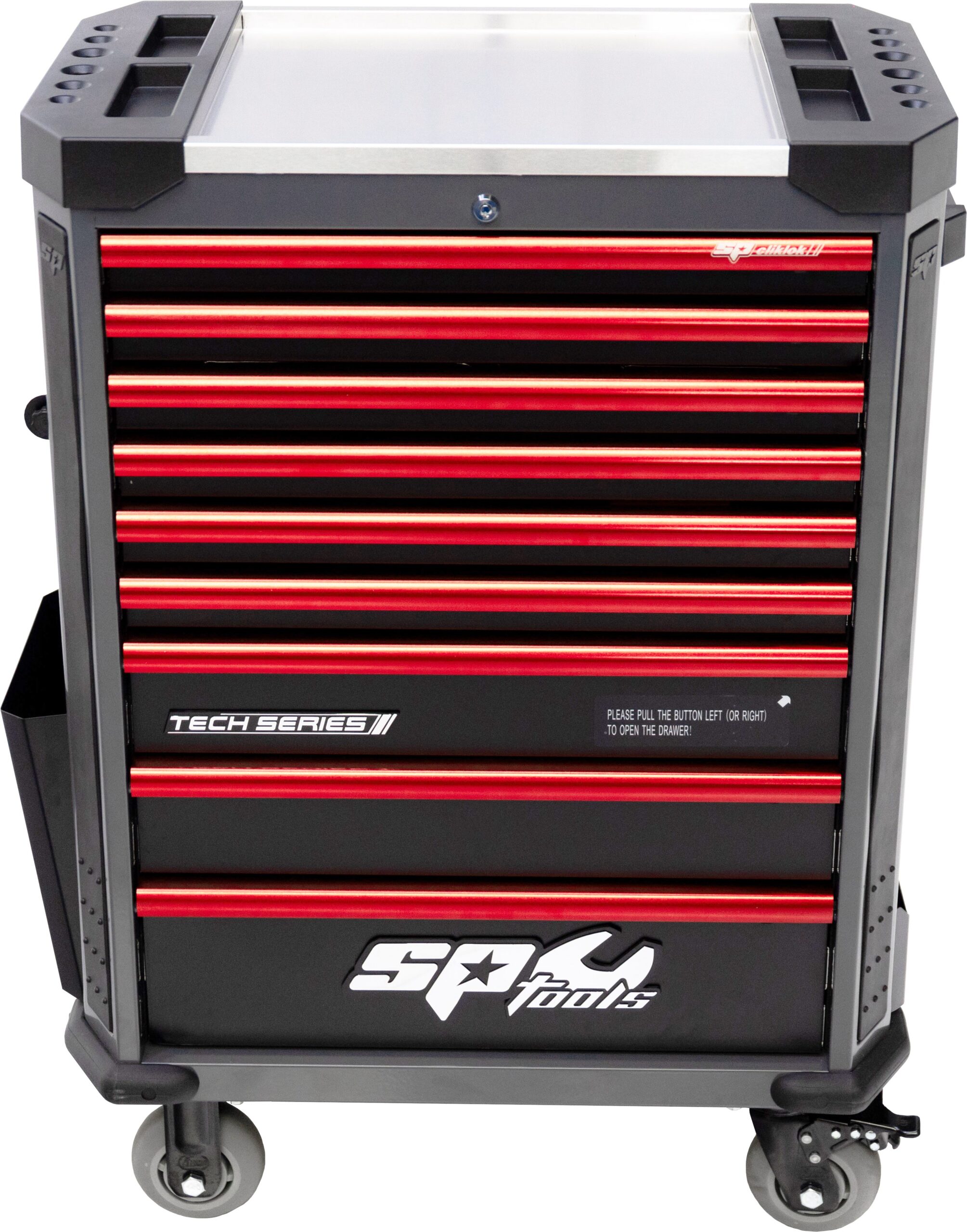 387 DELIGE TOOLKIT IN TECH SERIE GEREEDSCHAPSWAGEN MET 9 LADEN DIAMOND BLACK/ROOD