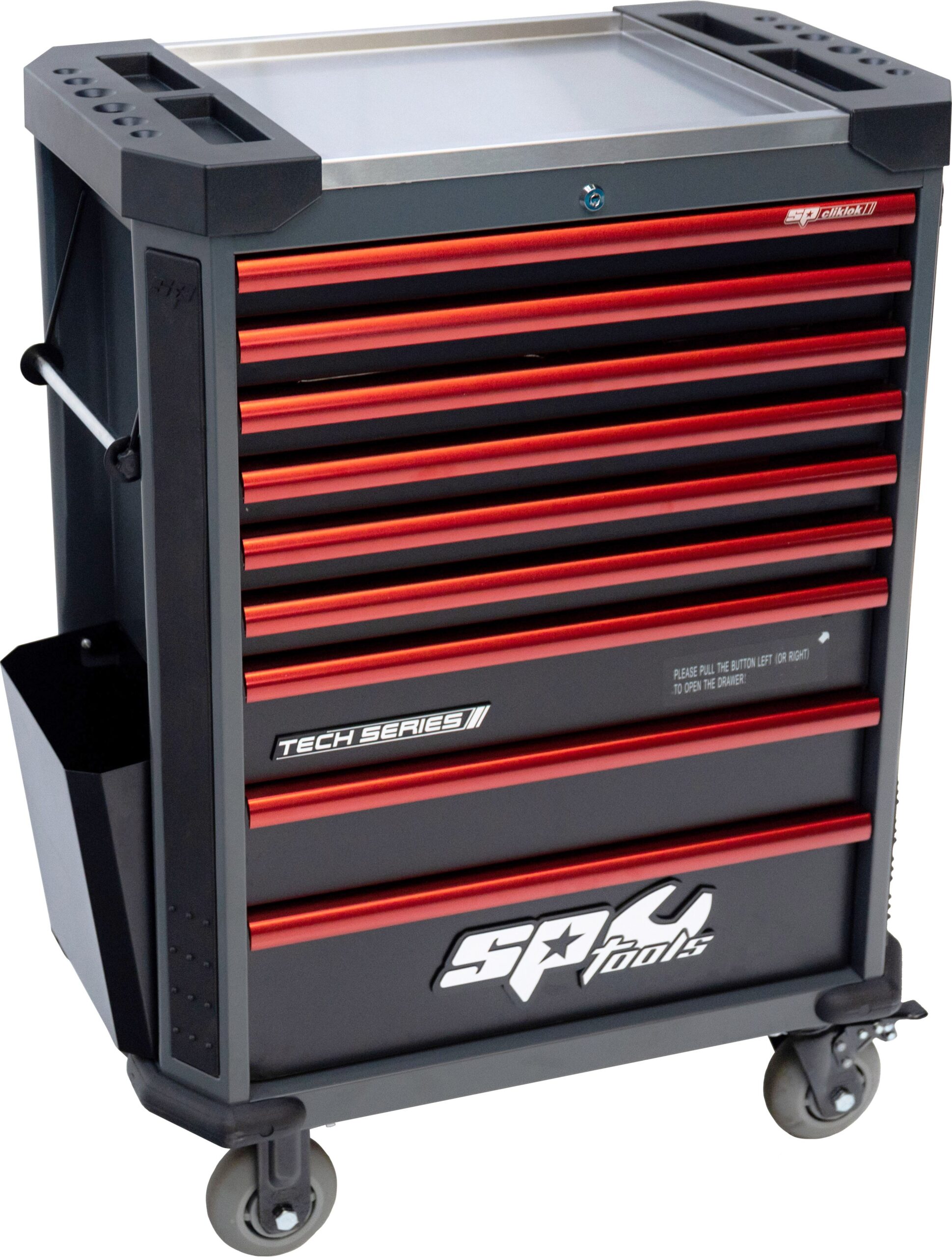 387 DELIGE TOOLKIT IN TECH SERIE GEREEDSCHAPSWAGEN MET 9 LADEN DIAMOND BLACK/ROOD - Afbeelding 2
