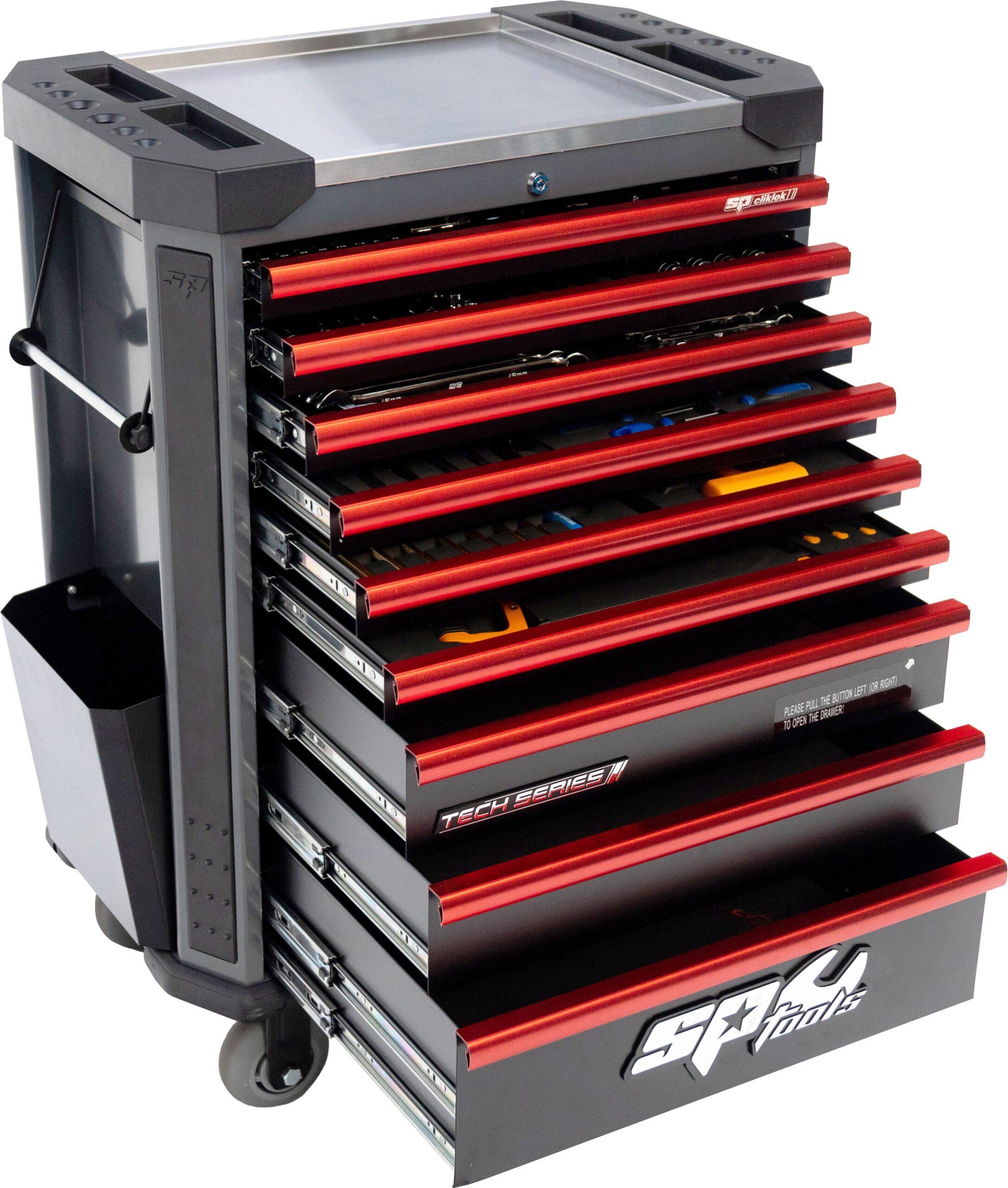 387 DELIGE TOOLKIT IN TECH SERIE GEREEDSCHAPSWAGEN MET 9 LADEN DIAMOND BLACK/ROOD - Afbeelding 3