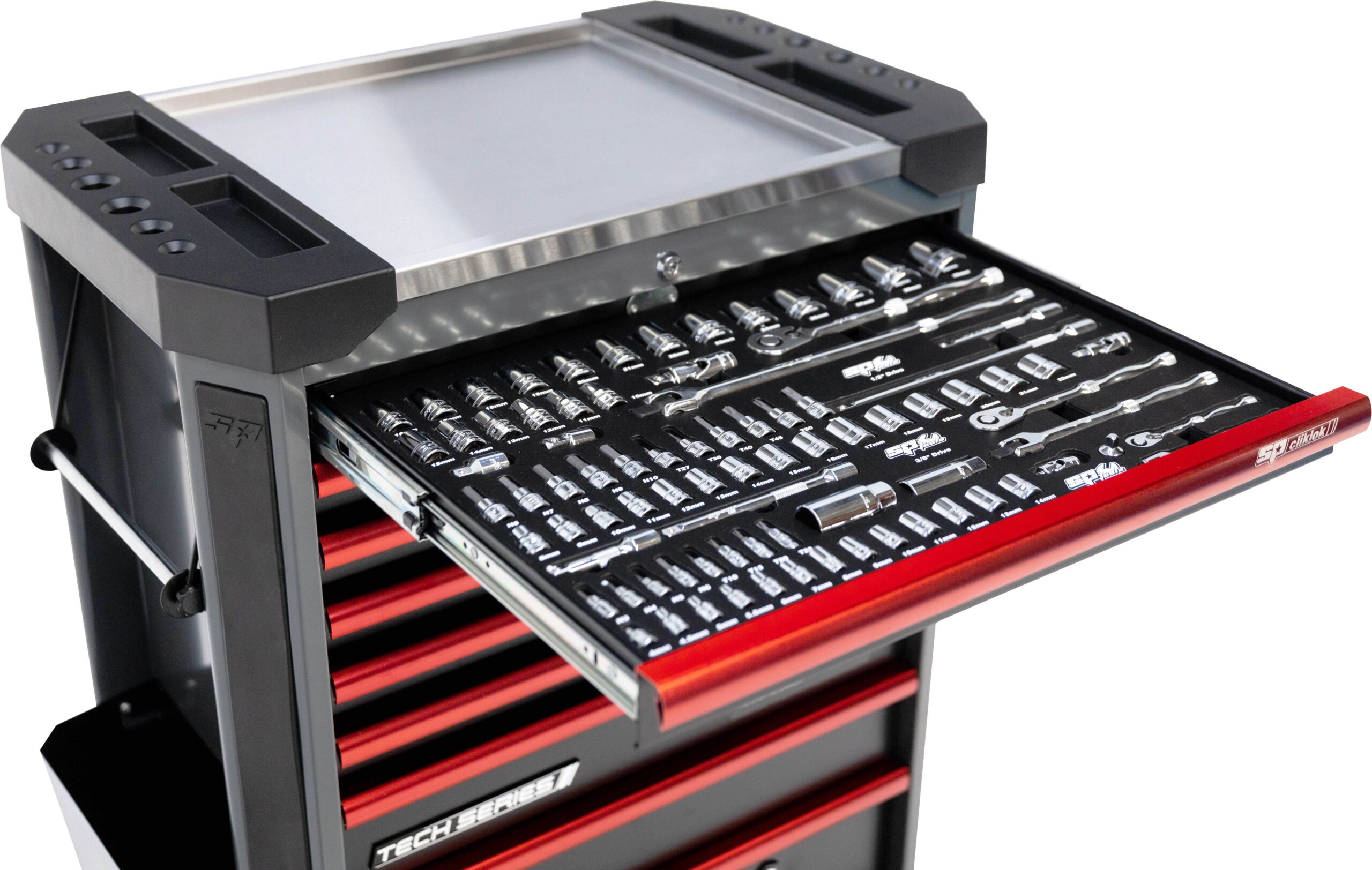 387 DELIGE TOOLKIT IN TECH SERIE GEREEDSCHAPSWAGEN MET 9 LADEN DIAMOND BLACK/ROOD - Afbeelding 5