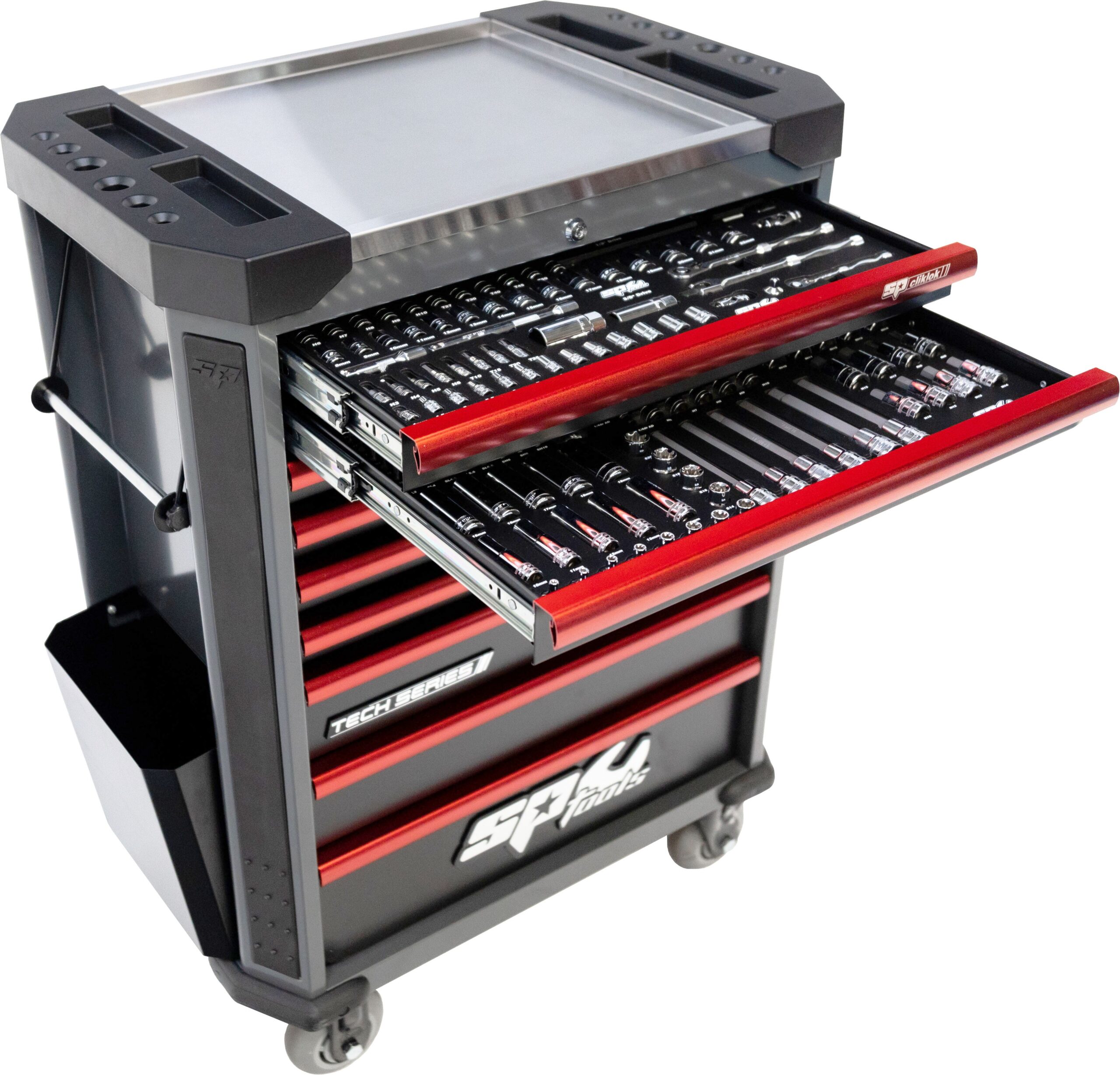 387 DELIGE TOOLKIT IN TECH SERIE GEREEDSCHAPSWAGEN MET 9 LADEN DIAMOND BLACK/ROOD - Afbeelding 6