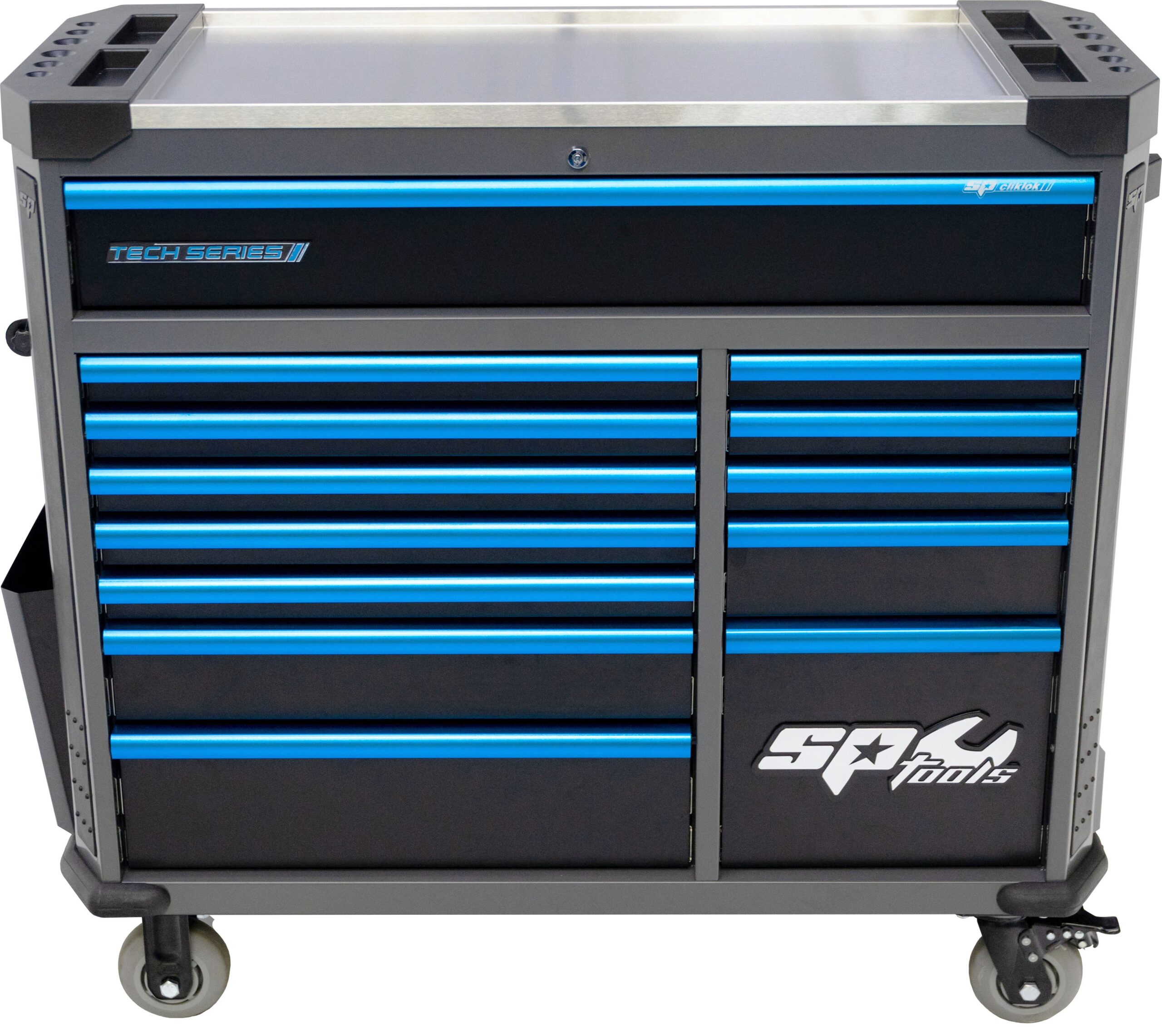 470 DELIGE TOOLKIT IN TECH SERIES GEREEDSCHAPWAGEN 13 LADEN ZWART/ BLAUW - Afbeelding 4