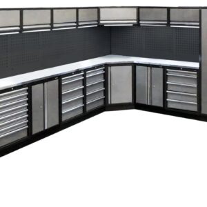 UITGEBREIDE HOEKOPSTELLING WORKSHOP SERIE MET RVS WERKBLAD