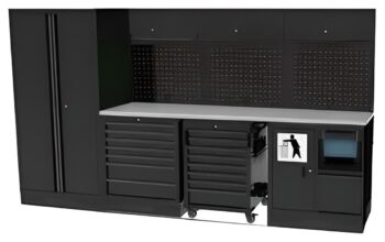USA WORKSHOP SERIES MET RVS WERKBLAD EN HOGE DUBBELE KAST
