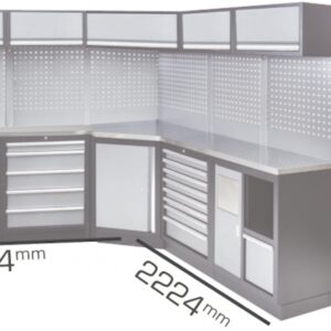 UITGEBREIDE HOEKOPSTELLING WORKSHOP SERIE MET RVS WERKBLAD