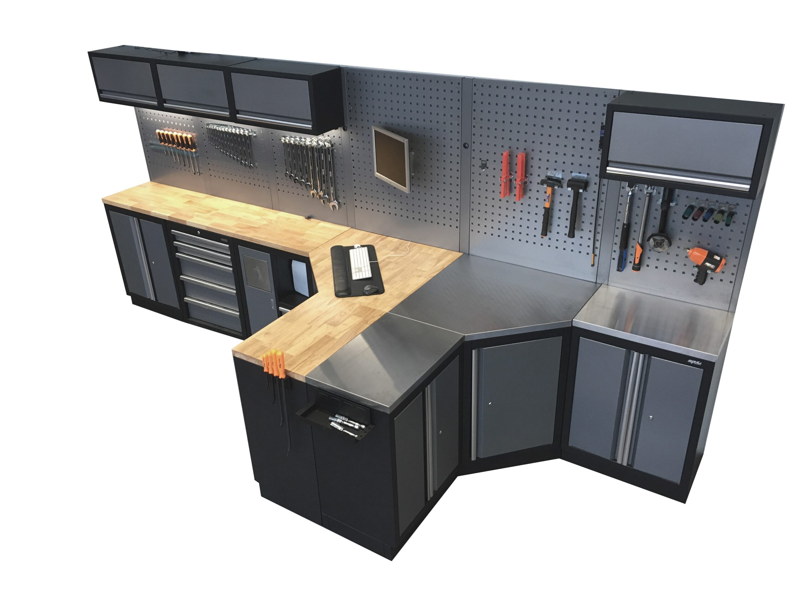 SP WORKSHOP SERIES DUBBELE HOEKOPSTELLING MET RVS WERKBLAD
